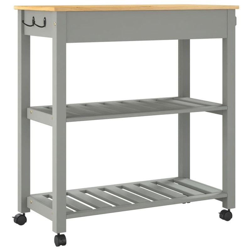 vidaXL Kitchen Trolley Rolling Cart - Solid Pine Wood in