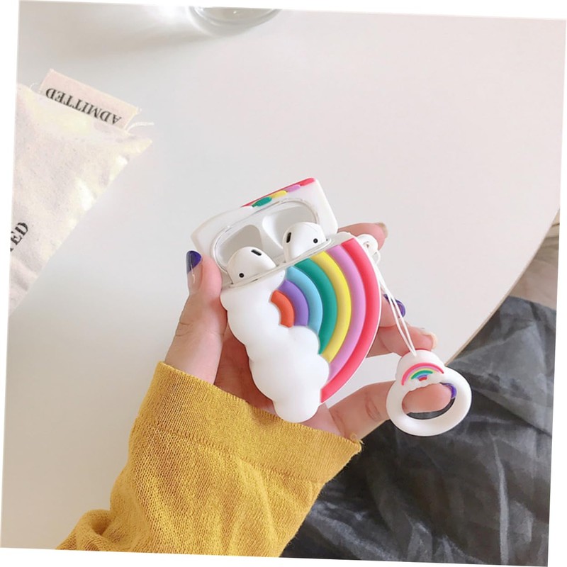 jojofuny 3pcs Cartoon Rainbow Wireless Earphone Cover Protective Case for