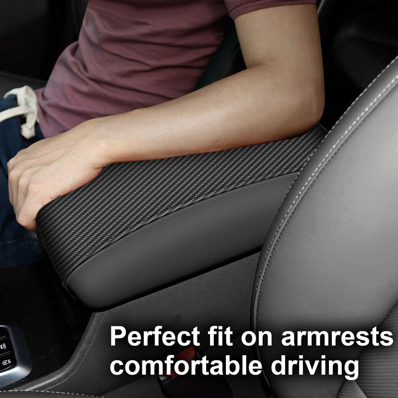 AOMSAZTO Carbon Fiber Armrest Covers for 2016-2023 Nissan Maxima Black