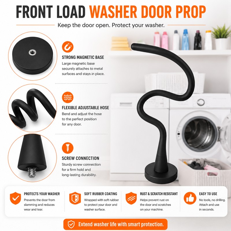Magnetic Washer Door Prop for Front Load Machines – Flexible