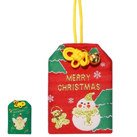 2pcs Set Japanese Omamori Christmas Elements Santa Claus Little Angels Blessing Charm Amulet for Good Luck Christmas Tree Hanging Decorations Gifts for Women Men