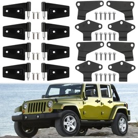 16PCS Door Hinge Assembly Kit Compatible with 2007-2018 Jeep Wrangler JK & JKU Unlimited Inside & Outside Replacement Set with 36 Bolts 55395386AB,55395386AC,55395386AC,55395386AE,55395386AF