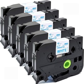 NEOUZA 5PK compatible para Brother P-Touch laminado TZe TZ- Cartucho de etiquetas 18 mm x 8 m, Tze-243 blue on white.