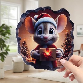 Taesytii 𝟓𝐏𝐂𝐒 3D Mouse Wall Stickers Murals Vinyl Art Peel and Stick Decals Wall Hole Cover for Kids Room Boys Girls Bedroom Playroom Bathroom Classroom Readingroom Funny Decor