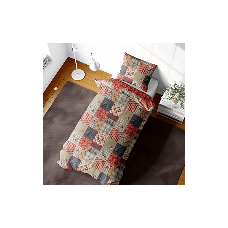 K Collection Winter Patchwork Duvet Cover - Christmas Patchwork Design
