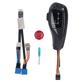 LED Gear Shift Knob Red Engine Start Button Cover Kit for 6 Series E63 E64 Pre‑facelift 2004‑2006 Carbon Fiber Style