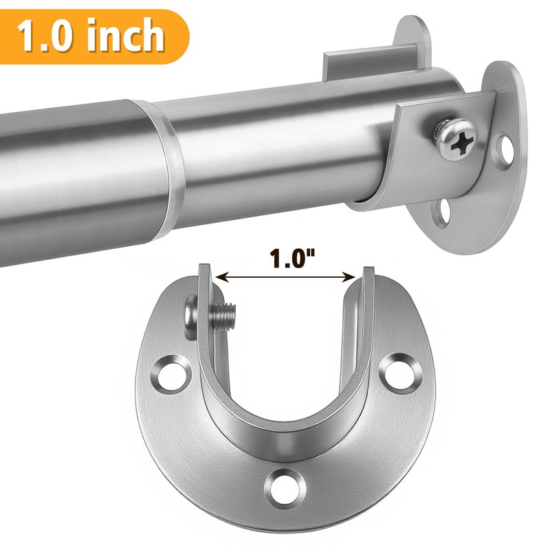 FIRJOY 2Pcs Heavy Duty Stainless Steel Closet Rod Bracket Holder