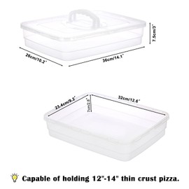 TOLIDA 14 x 10.3 Clear Plastic Pizza Dough Trays with Handle - Household Pizza Dough Proofing Box Storage Container Fits 4-6 Dough Balls, Bread Proofing Box