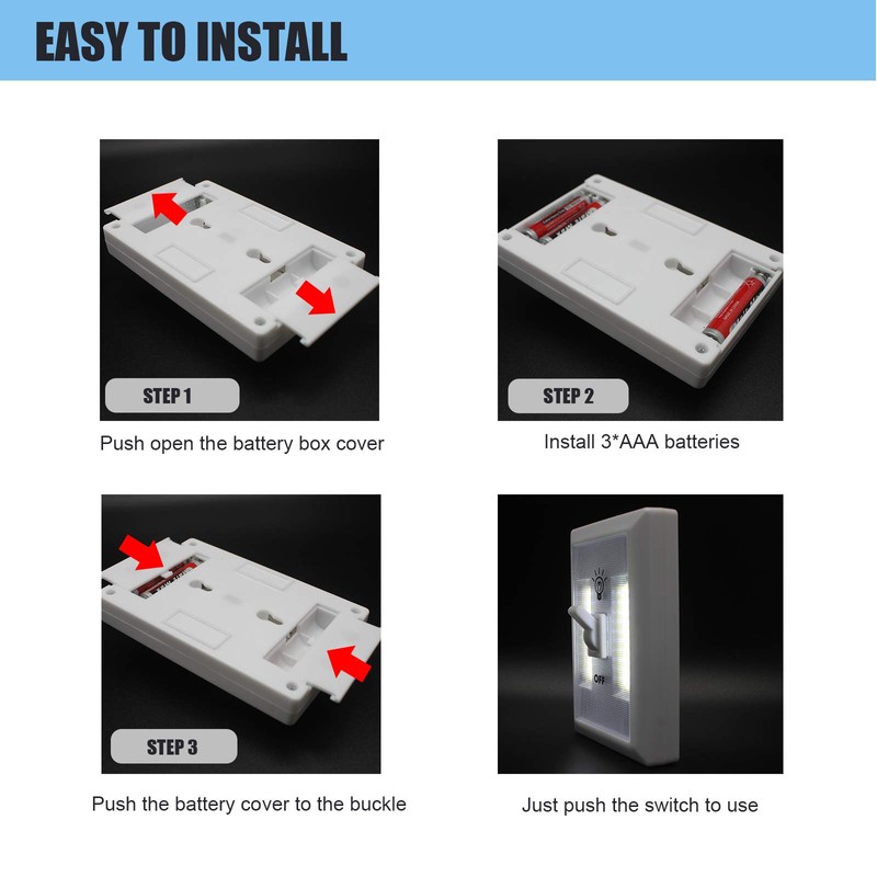CREVIV LED Night Light, Battery Powered Light,Cordless COB Switch Light,