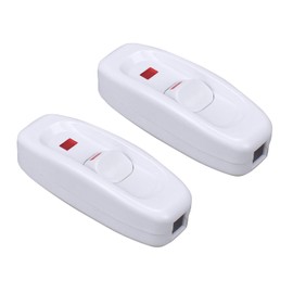 BuxiuGK 2 Pcs Inline Light Switch,AC 250V 10A Low Profile Torpedo Switch with LED Light ON/Off Rocker Feed Through Switch for Bedside Lamp Desk Table Light,White