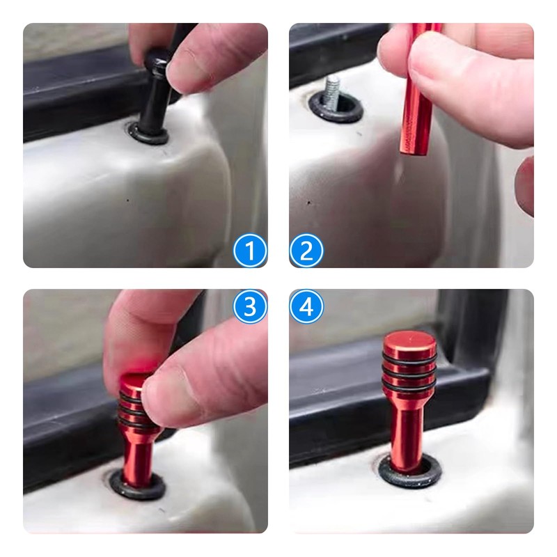 qboonpt 4 PCS Car Door Lock Knobs, Aluminum Alloy Inner