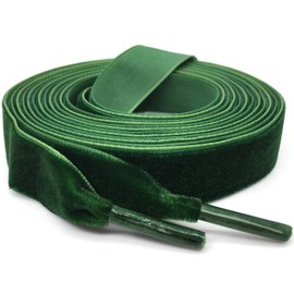 WEGOODZF Flat Wide Velvet Shoelaces: 2 Pairs 1.6CM Single Side Green Velvet Laces for Women 51 Inch