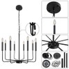 ALISADABOY Black Chandeliers for Dining Room Farmhouse 8 Light Rustic