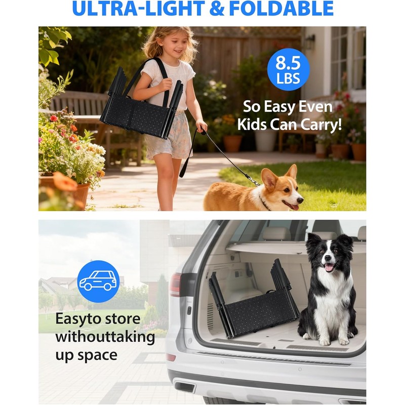 5-Step Foldable Dog Stairs for Car, SUV & Truck (34"–38"