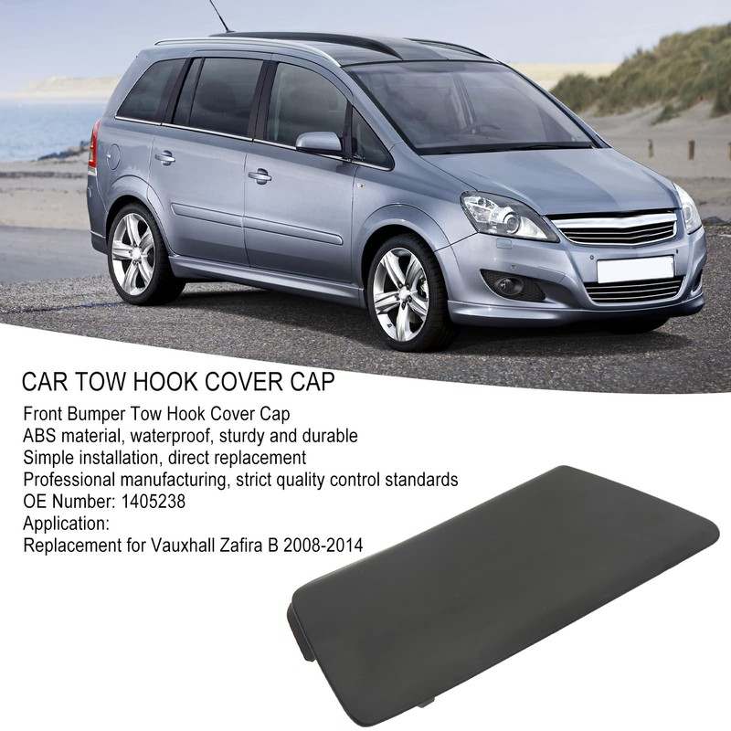 Tow Hook Cover Cap Square Black Replacement for Vauxhall Zafira