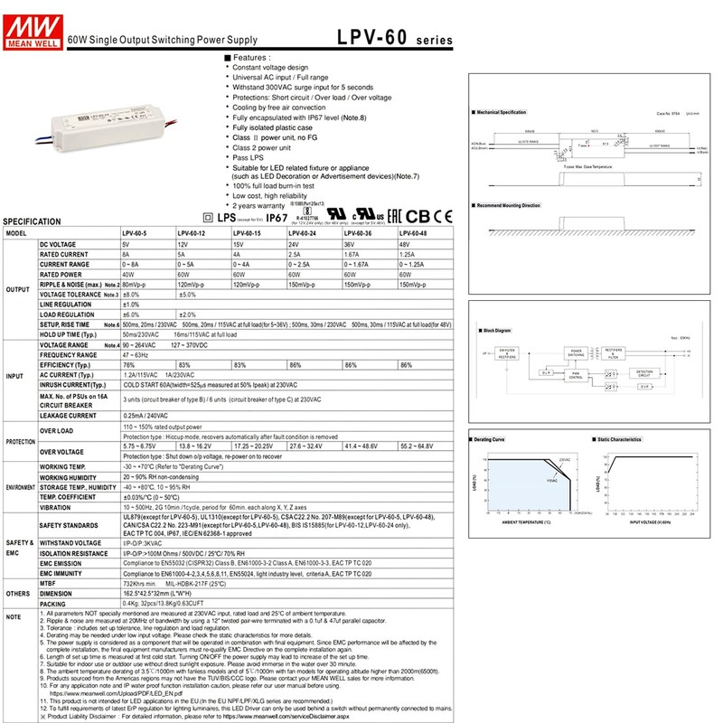 FerroFab LPV-60-24 60W 24V 2.5A Switching Power Supply for LED