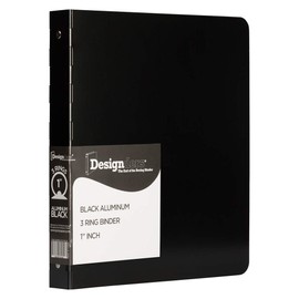 JAM PAPER Aluminium 1 inch Binders - Black Aluminum 3 Ring Binder - Sold Individually