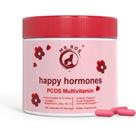 Happy Hormones PCOS Multivitamin Capsules - Myo-Inositol and D-Chiro Inositol Supplement - Omega-3 and Vitamin D3 Supplement Capsules - 40:1 Ratio, 120 Easy Swallow Caps