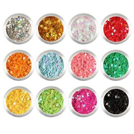 Mesiyun Nail Art Five Star Shaped Holographic Sequins 3D Women Eye Face Crafts DIY Decals Flakes 12 Colors