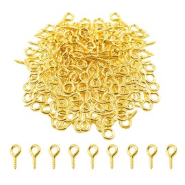 Samcos Set of about 100 Screw Heaton UV Resin Parts Screws Hooks Accessories DIY Materials Craft Parts Craft Supplies Hardware Accessories (0.2 x 0.3 inches (4 x 8 mm), Gold)