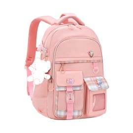 Amythe School Backpack Girls, School Bag Girls, Waterproof Daypacks with Ergonomic Design, Fashionable Leisure Backpack, Teenager Backpack for School or Travel, pink