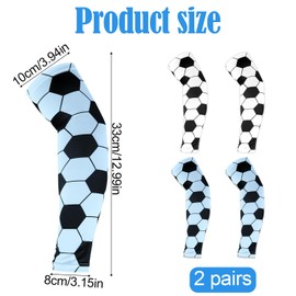 Mikovivi 2 Pairs Arm Sleeves for Kids, 2 Colors Breathable & Elastic Compression Football Sleeves Soccer Print Arm Protection for Youth Sports Event Physical Class