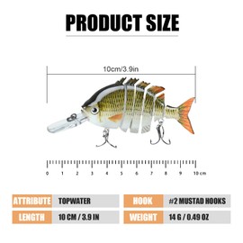 TRUSCEND Fishing Lures for Freshwater and Saltwater, Slow Sinking Bass Fishing Lure, Lifelike Swimbait for Bass Trout Pike Crappie Walleye, Must-Have Fishing Gifts for Men, Family Fishing Gear Plugs