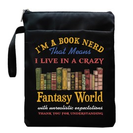 Book Sleeve, Book Covers with Zipper, Funny Book Cover Protector Gifts for Book Lover, Gift for Librarian Bookworm Reader, I'm A Book Nerd