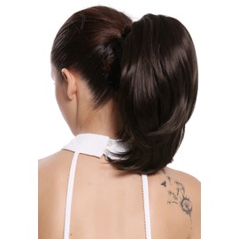 WIG ME UP - 15-09-8 Hairpiece Braid Extension Butterfly Clip Short Wide Voluminous Smooth Brown Medium Brown 30 cm