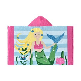 BANGSAUR Kids Hooded Bath Towel 100% Cotton 127 x 76 cm Wrap Kids Toddler Girls Boys 3-12 Years (Mermaid with Blonde Hair)