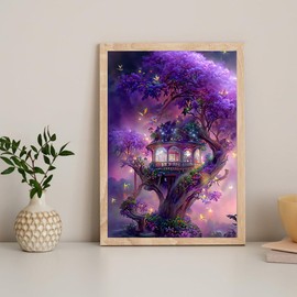 Rekxtmo 5D Diamond Painting Kits for Adults Purple Tree of Life Diamond Art Painting - DIY Paint by Diamonds Beginners Craft Kits - Crystal Art Gem Painting Kit for Home Wall Decor Gifts 12x16inch