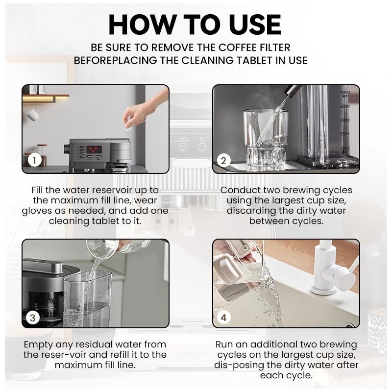Coffee Machine Cleaning Tablets - Descale & Restore Flavor