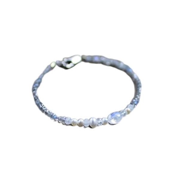 LKBEADS Labradorite, Pearl, Moonstone 3-6 x 4 mm Rondelle &
