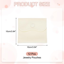PATIKIL 4x4 Inch Velvet Jewelry Pouches, 12 Pcs Jewelry Packaging Gift Bags with Snap Button for Bracelet Necklace Rings Watch, Beige