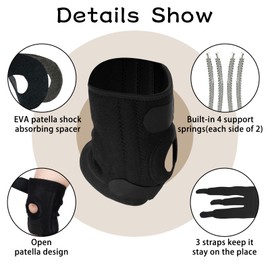 2 Pack Kniestütze für Männer Frauen, Kniepolster mit Seitenstabilisatoren & Patellapolstern, Patellasehnen-Knieband mit 2 Handgelenkstützen, Kniestütze für Meniskusriss Arthritis Bänderverletzungen