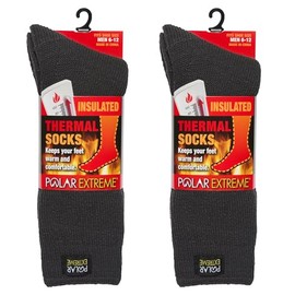 Polar Extreme Mens Thermal Sock Pack of 2, Charc, 10