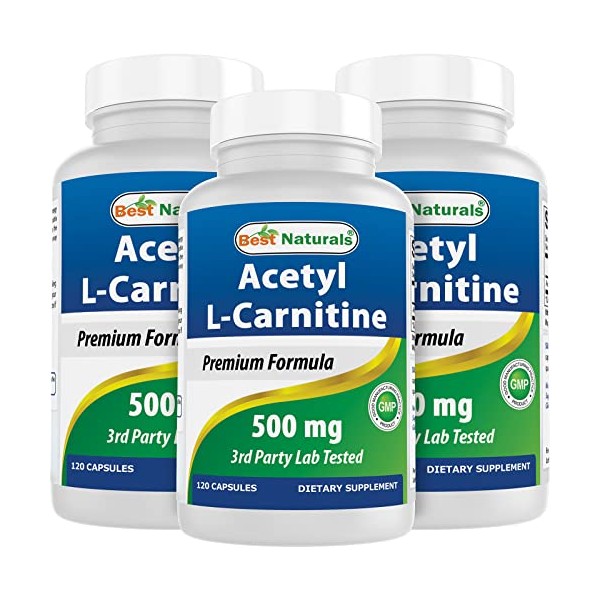 Best Naturals Acetyl L-Carnitine 500 Mg 120 Capsules (120 Count (Pack of 3))