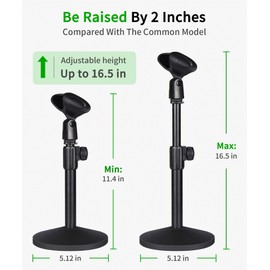 Singzhu Premium Heavy-Duty Mic Stand with Adjustable Height and Metal Base - Compatible with Blue Yeti, Snowball, Hyper X, and More