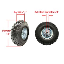 AMZDIAI 10-Inch 4.10/3.50-4 Tire and Wheel Flat Free, Heavy Duty Solid Replacement Tire with 5/8" Bearings, for Wheelbarrows Hand Trucks Dollies Trolleys Generators, (4-Pack)