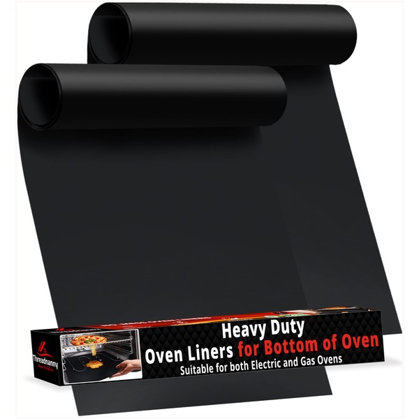 2 Pack Large Thick Heavy Duty Non Stick Teflon Oven Liners Mat, 17"x 25" BPA and PFOA Free, for bottom of Electric Oven Gas Oven Microwave Charcoal or Gas Grills