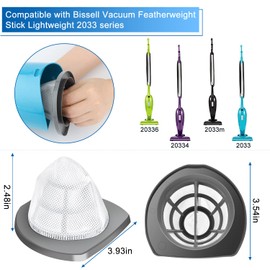 Leadaybetter 2033 Vacuum Filter Replacement for Bissell Featherweight Stick Lightweight Bagless 20331 20333 20334 20336 20339 2033M,6 Mesh and 6 Foam Filters, Replace part# 1611508