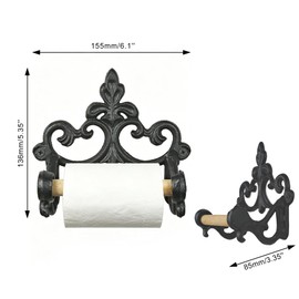 Earl Diamond Decorative Cast Iron Toilet Paper Holder, Rust Vintage Scroll Wall Mounted Paper Roll Organizer, Rustic Wall Mounted Metal Bathroom Accent, Finished Tissue Hanger, 1 Unit (Black)