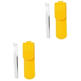 MERRYHAPY 2 Sets Stainless Steel Nose Hair Clip Nose Scissors Ring Tool Face Razors Nose Hair Scissors Trimmer Nose Hair Clip for Home Facial Razor Facial Tweezers Nose Hair Tweezers Yellow