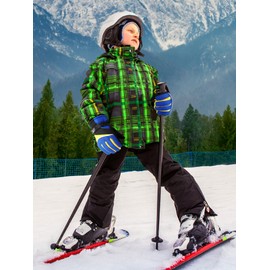 SATINIOR 3 Pairs Kids Waterproof Winter Gloves Warm Snow Ski Gloves Adjustable for Boy Girl Toddler Cold Weather(6-12 Years,Classic Color)