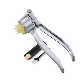 Garlic Press, Stainless Steel Garlic Press Garlic Press Garlic Press Handy Kitchen Utensil Set Dishwasher Safe and Sturdy 3 Pieces with Brush and Garlic Peeler