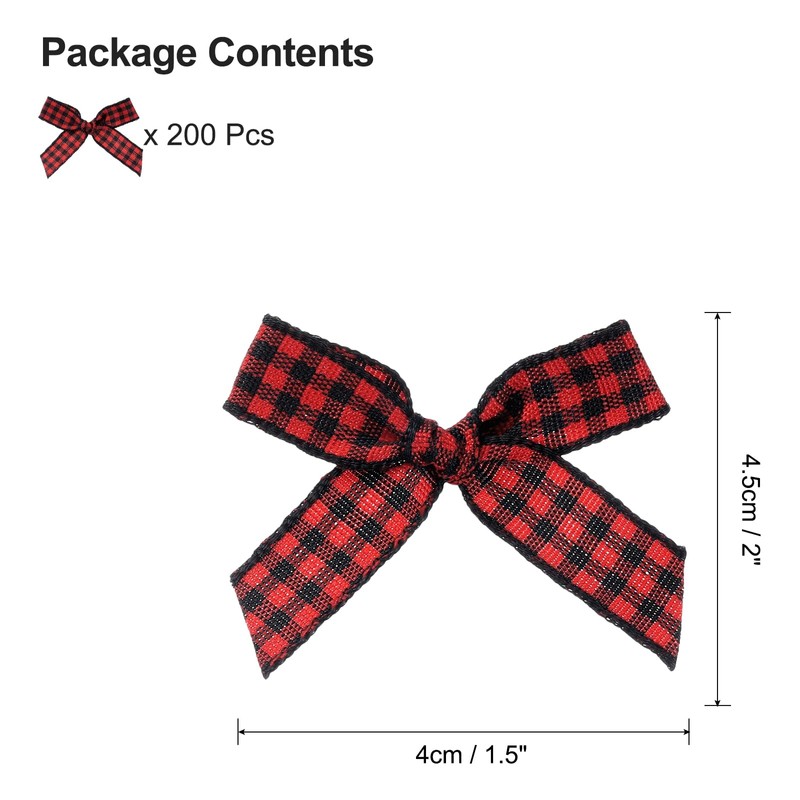 sourcing map 200pcs Mini Gingham Ribbon Bows 2 Inch Small