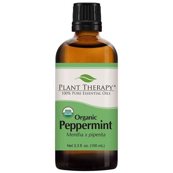 Plant Therapy Organic Peppermint Essential Oil 100% Pure, USDA Certified Organic, Undiluted, Natural Aromatherapy, Therapeutic Grade 100 mL (3.3 oz)