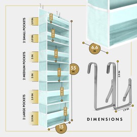 HOMELUX THEORY 1 PC Heavy Duty Over the Door Organizer 55x14x6.7, 6 Large Front & 12 Side Pockets, Hanging Storage Closet Door Organizer for Bedroom, Bathroom and Baby Nursery Storage (Baby Blue)