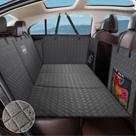 YEEKORO Non-Inflatable Back Seat Extender, Heavy Duty Car Seat Cover Holds 440 lbs, Large Hard Bottom Seat Extender, Waterproof Travel Camping Air Mattresses with Mesh Window for Car & SUV (Black)