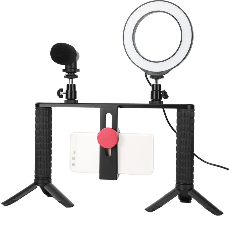 PULUZ Rabbit Cage Tripod Metal Mount with Ring Light Mic